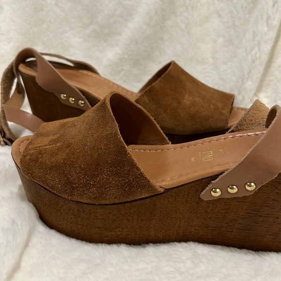 196. Seychelles leather and suede platform sandals size 8 - Picture 4 of 7